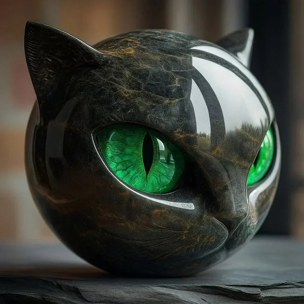 Nyra™ | Mystical Black Cat Head Sculpture