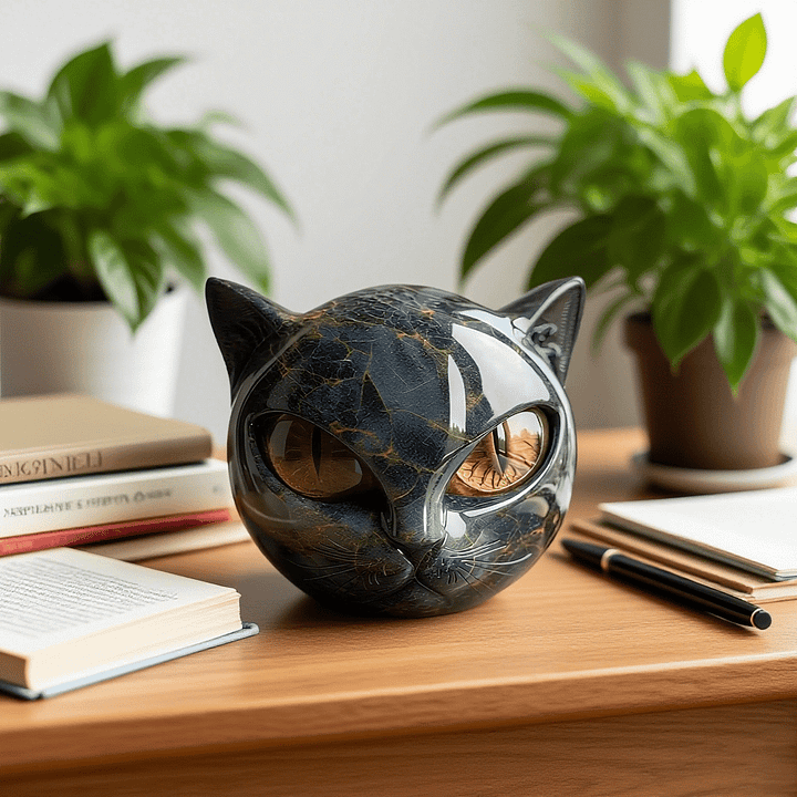 Nyra™ | Mystical Black Cat Head Sculpture