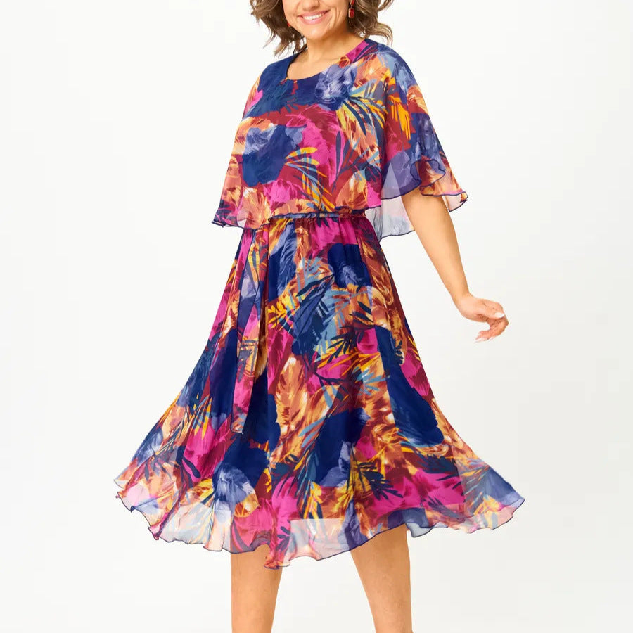 Arielle™ | Flowing Floral Chiffon Midi Dress