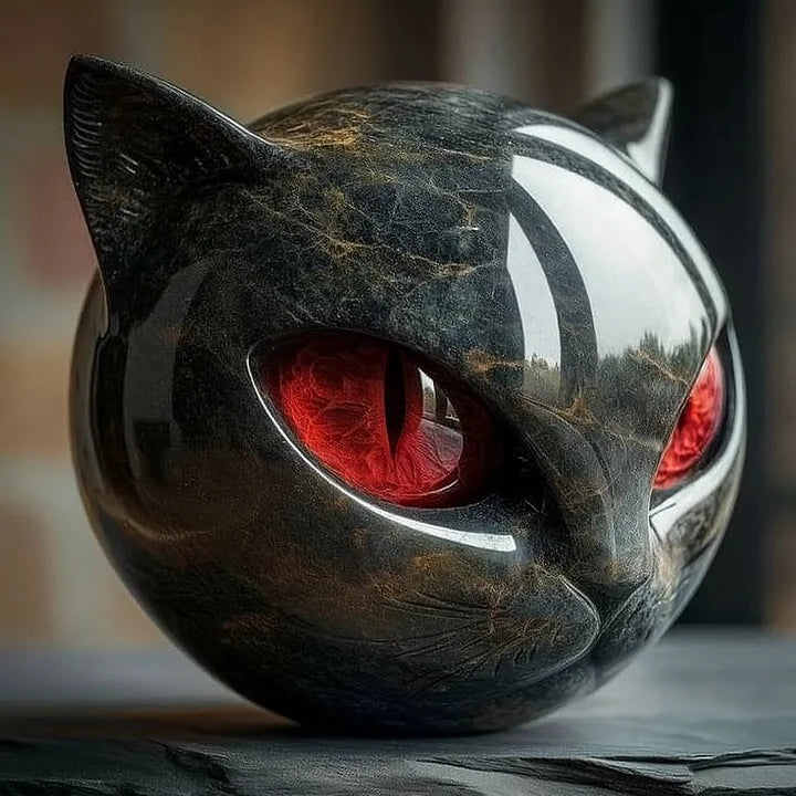 Nyra™ | Mystical Black Cat Head Sculpture