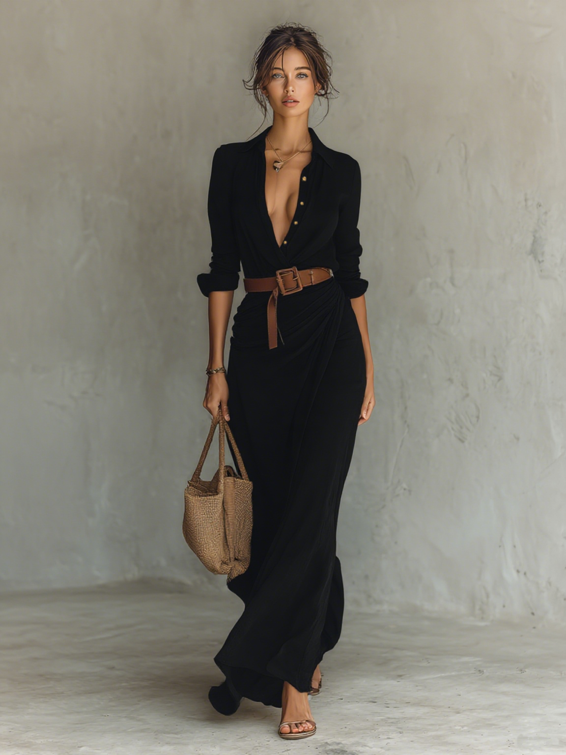 Selene™ | Elegant Drape Maxi Dress