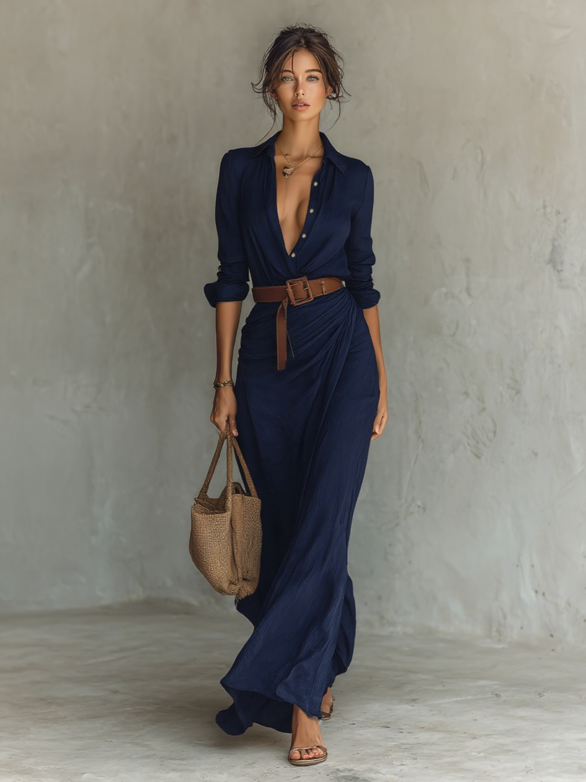 Selene™ | Elegant Drape Maxi Dress