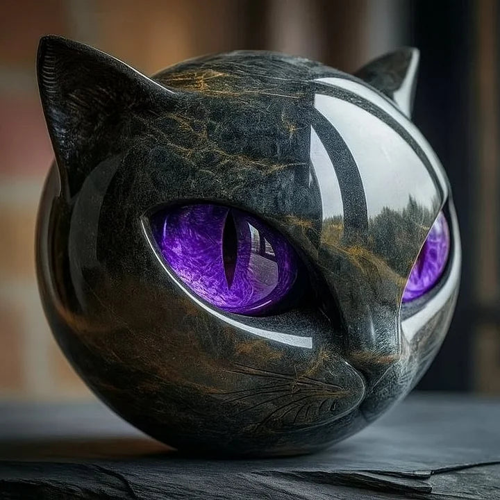Nyra™ | Mystical Black Cat Head Sculpture