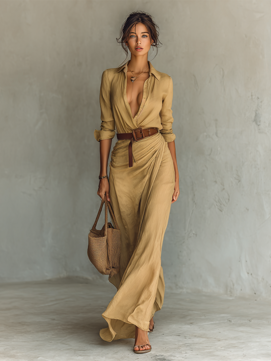 Selene™ | Elegant Drape Maxi Dress
