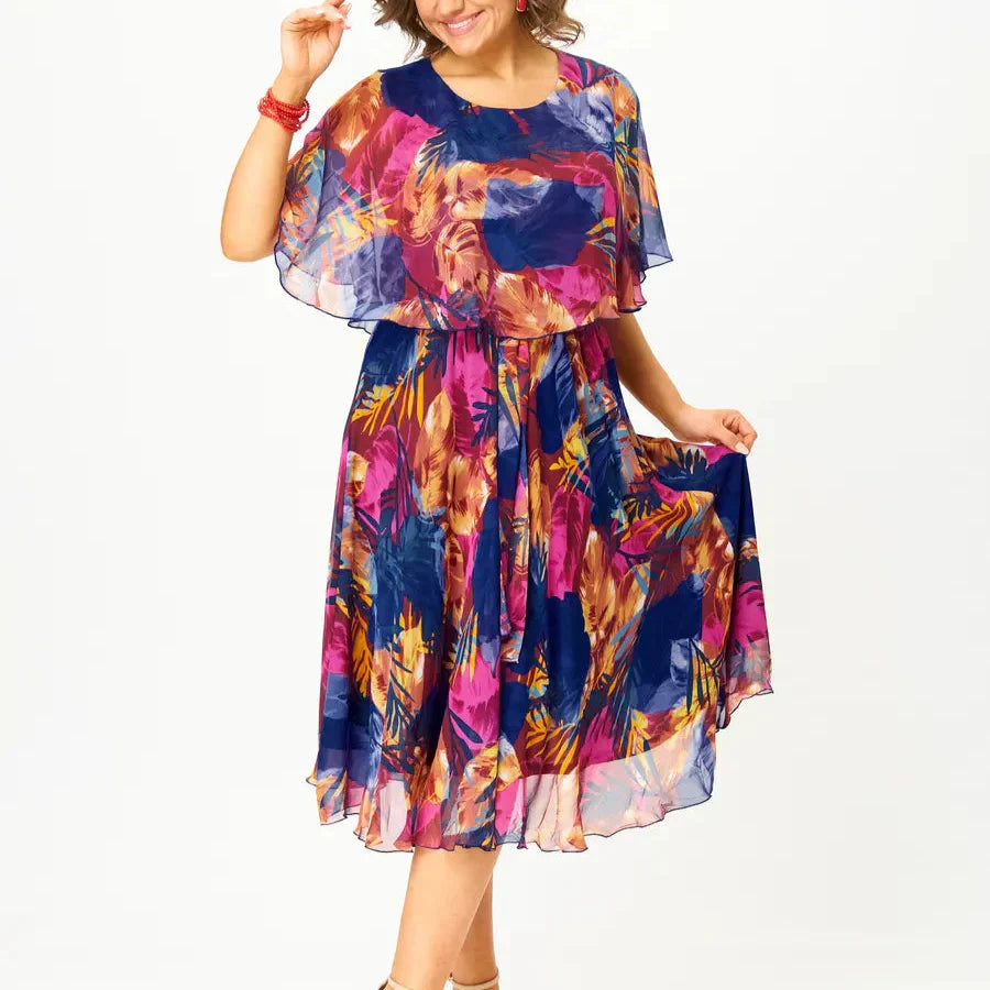Arielle™ | Flowing Floral Chiffon Midi Dress