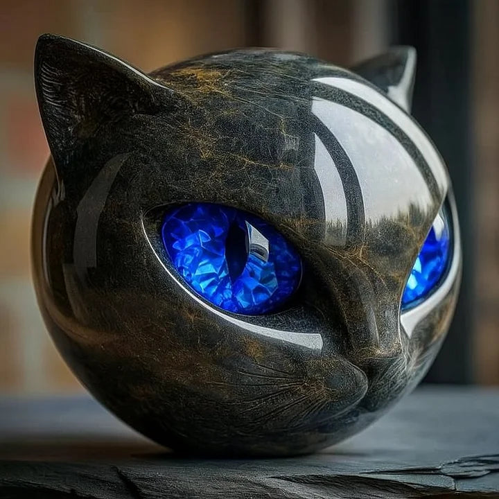 Nyra™ | Mystical Black Cat Head Sculpture
