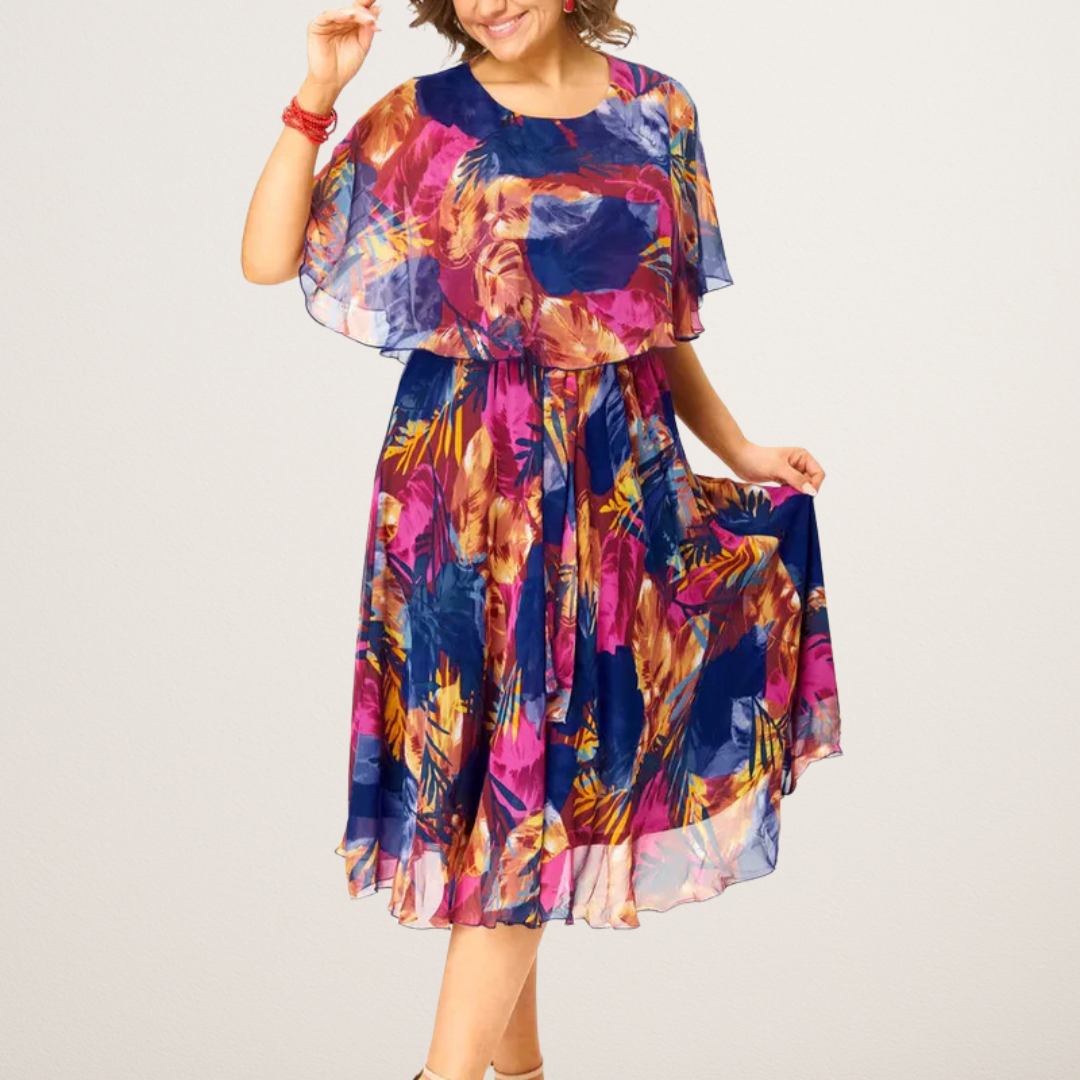 Arielle™ | Flowing Floral Chiffon Midi Dress
